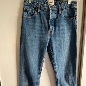 Sézane Denim 27 Brut Sexy Jeans Button Fly High Rise Straight Designer Luxury